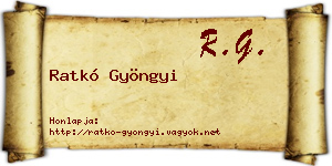 Ratkó Gyöngyi névjegykártya